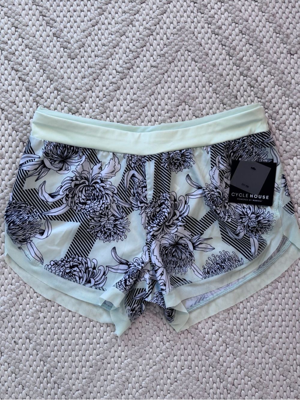 NWT Cycle House Mint & Black Floral Shorts Medium